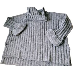 HYFVE Wide Ribbed Turtleneck Oversized Sweater Grey Small NWT